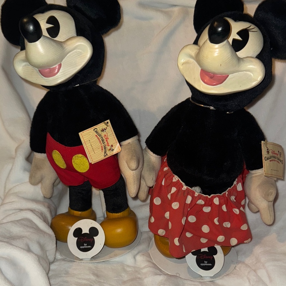 RARE Vintage Disney Collectible Classics Woodsculpt Series Mickey & Minnie Mouse
